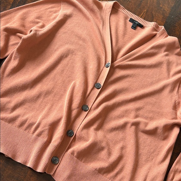J Crew Summerweight Cotton V-Neck Cardigan Terracotta Size Medium - Picture 6 of 14